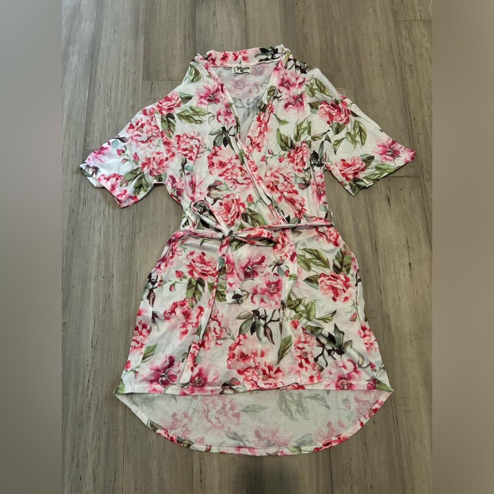 Show Me Your Mumu Womens One Size Pink Flower Robe with belt, Garden of Blooms